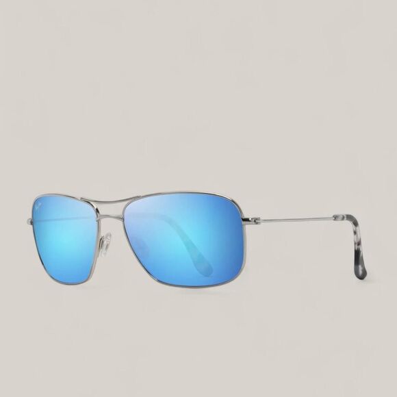 Maui Jim Wiki Wiki Titanium Sunglasses Silver / Blue Hawaii — Unisex Aviator - Picture 2 of 6